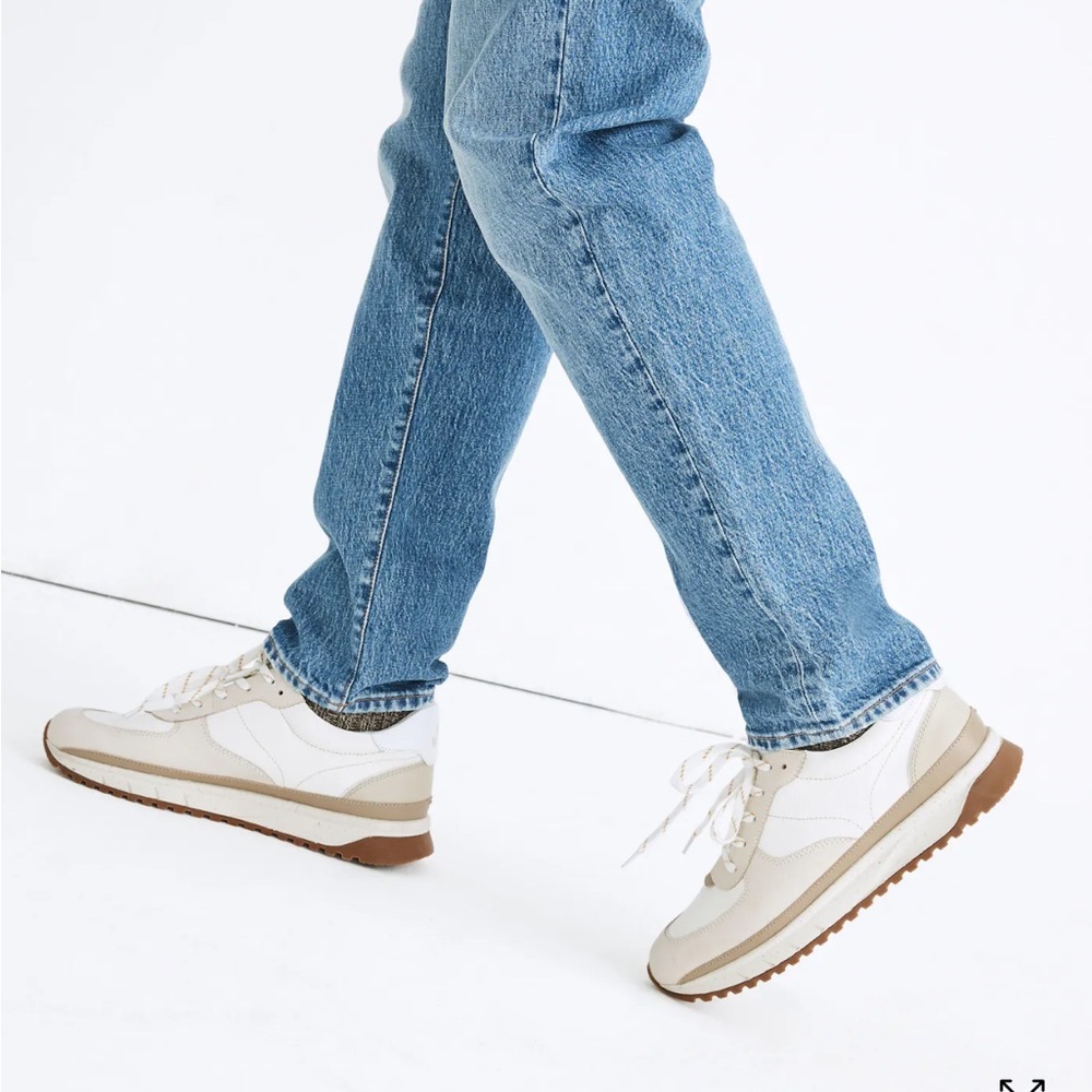Madewell kickoff trainer sneakers in neutral colorblock leather size 8h Medium